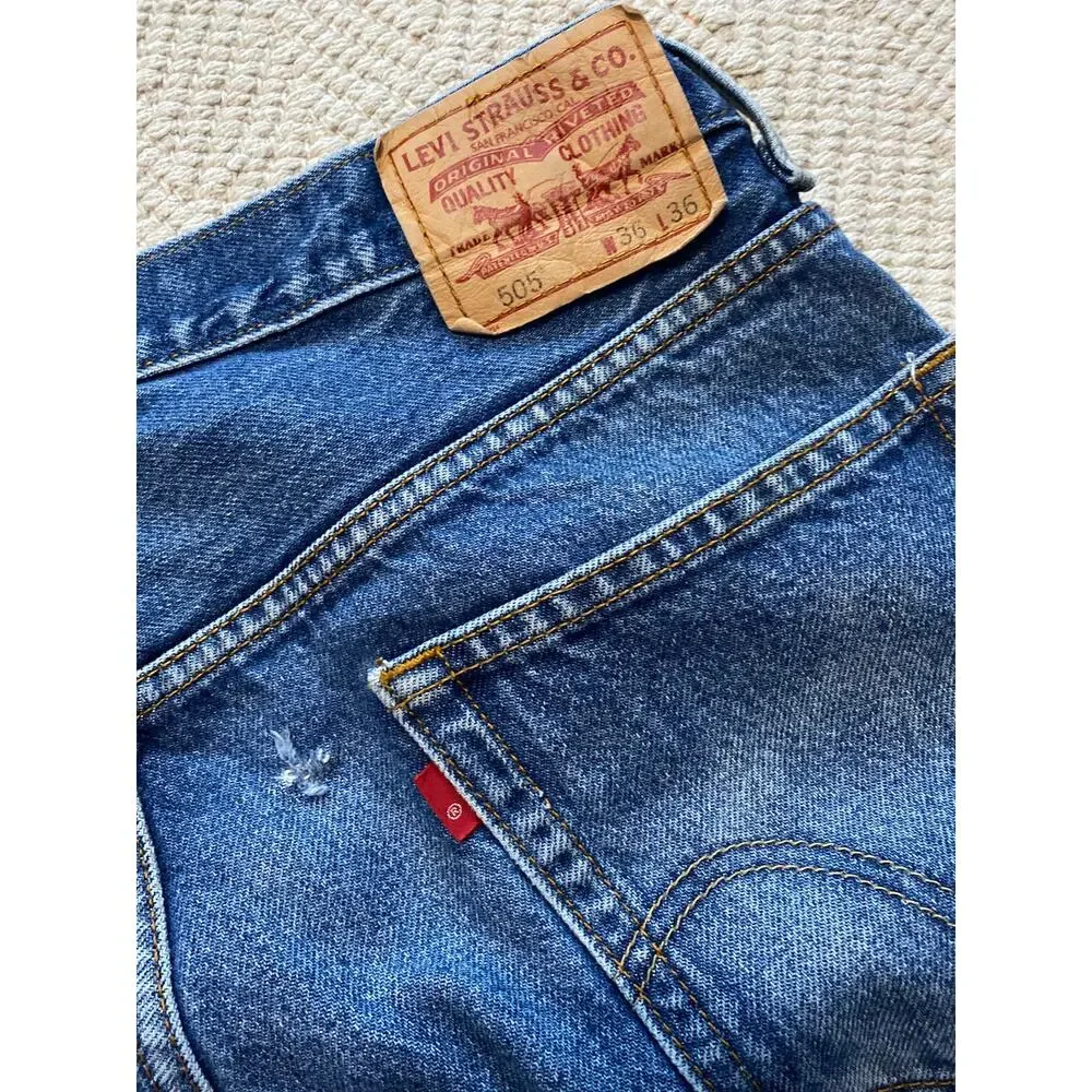 Levi's 505 Regular Fit Men's Jeans Altered 36x27 Medium Wash Denim Y2K 2006